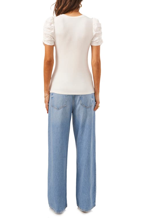 1.state Puff Sleeve Rib T-shirt In Dnu/coconut Milk