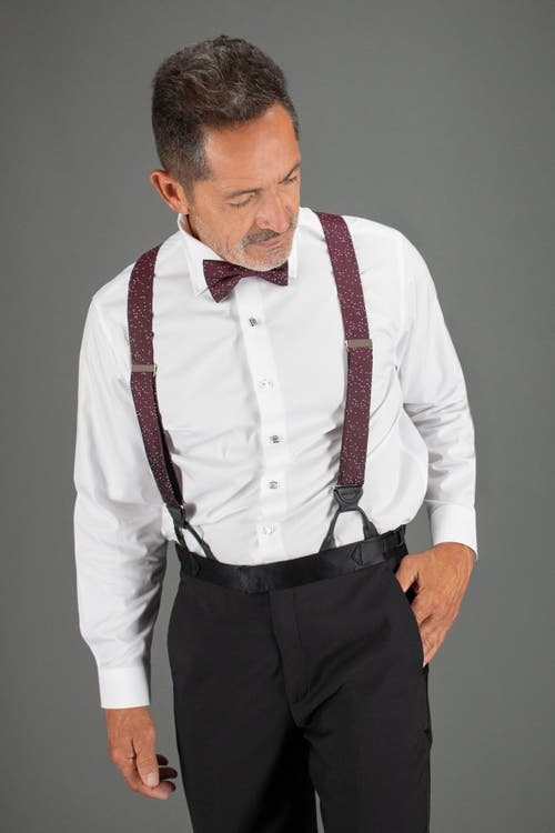 Trafalgar Mystere Metallic Star Light Silk Button End Suspenders In Red