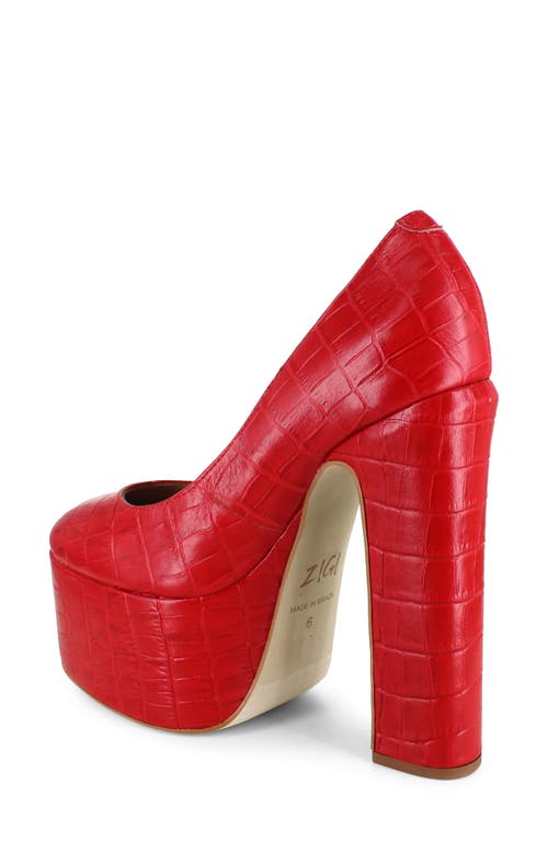 Zigi Giorgia Platform Pump In Red Croc