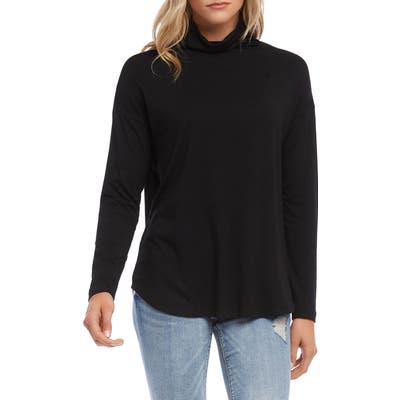 Karen Kane Funnel Neck Shirttail Top, Black