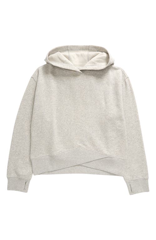 Shop Zella Girl Kids' Cloud Fleece Crossover Hoodie In Grey Light Heather