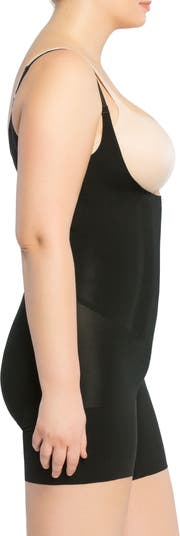 SPANX Haute Contour Open-Bust Mid-Thigh Beige Bodysuit L96109 Size