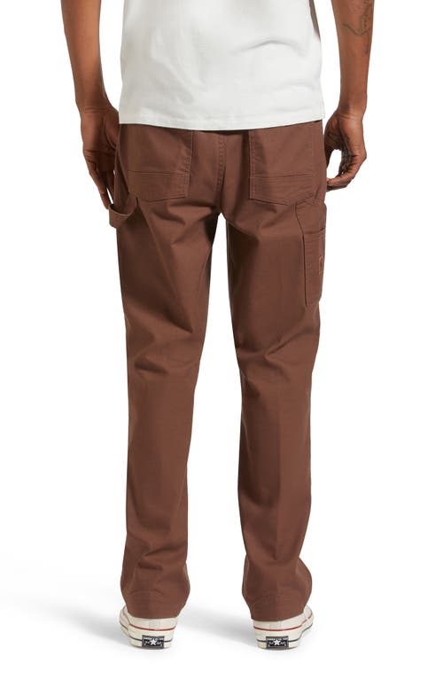 Shop Brixton Builders Flat Front Carpenter Pants In Pinecone Brown