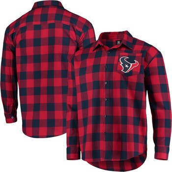 FOCO Men's Red Houston Texans Large Check Flannel Button-Up Shirt