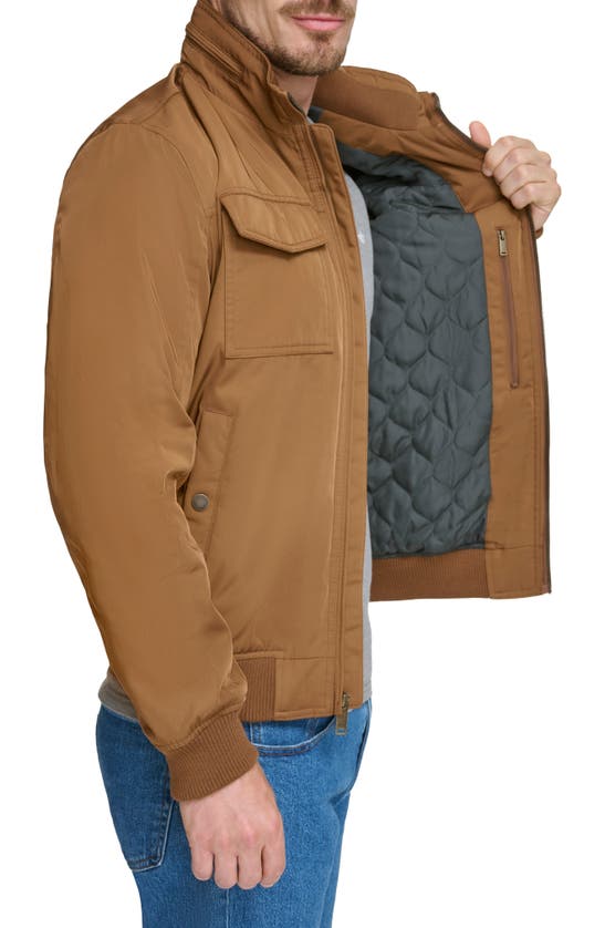 Dockers Quilted Lined Flight Bomber Jacket In Brown