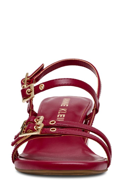 Anne Klein Women's Mackenzie Strappy Buckle Block Heel Dress Sandals In Dark Red Smooth
