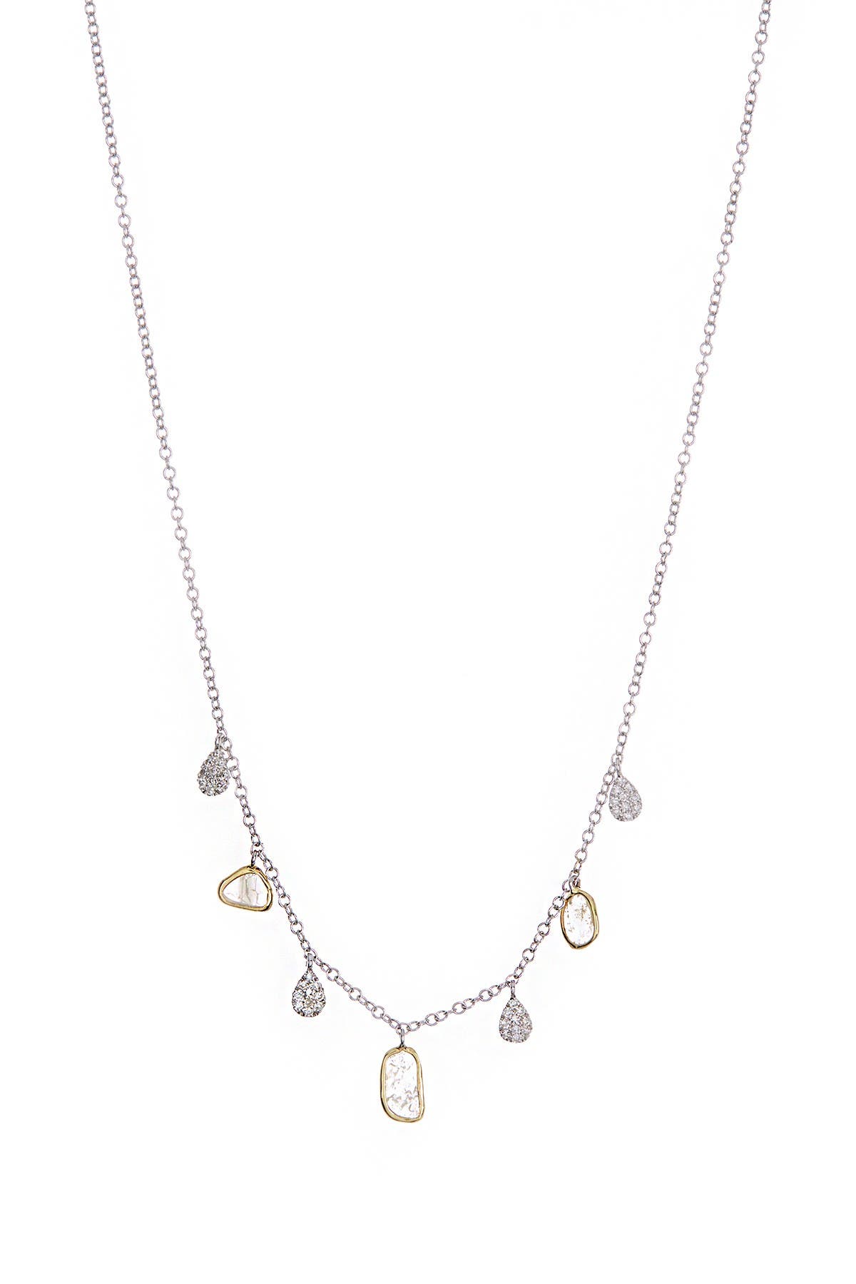 Meira T 14k White Gold Pave Diamond Fringe Necklace