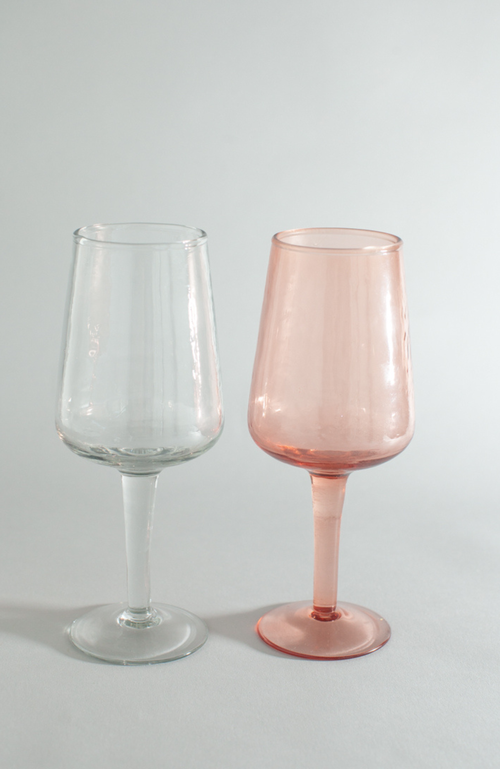 Creative Women Handblown Hammered Wine Glasses In Pink