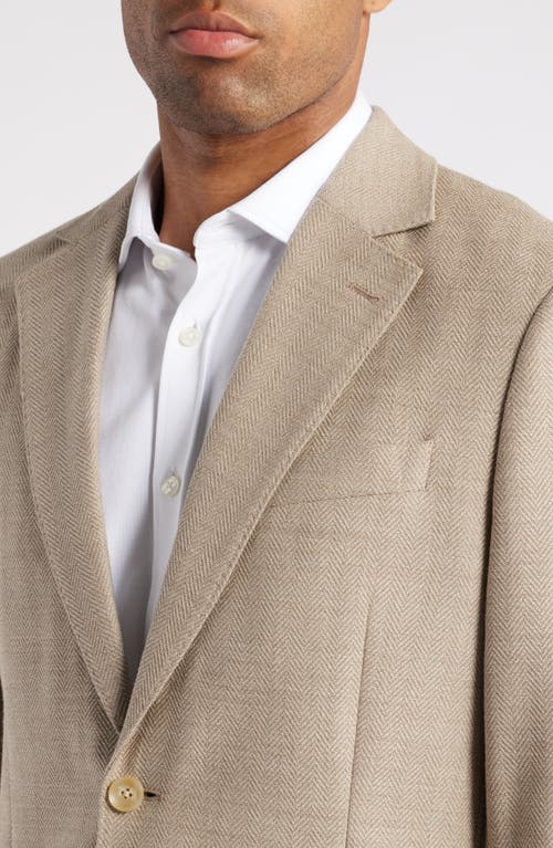 Shop Nordstrom Herringbone Stretch Wool Sport Coat In Beige Herringbone