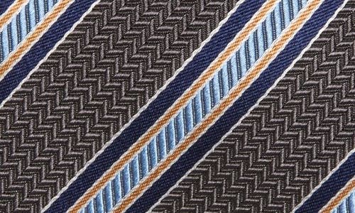 Shop David Donahue Stripe Silk Tie In Charcoal