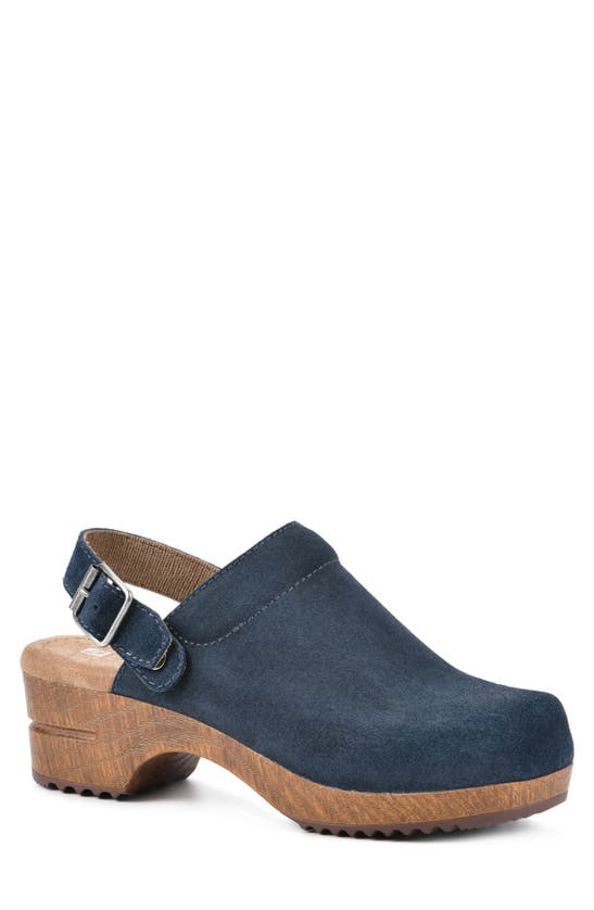 White Mountain Footwear White Mountain Being Buckled Leather Clog In Navy/ Suede