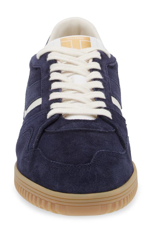 Shop Tom Ford Jackson Suede Low Top Sneaker In Navy/amber