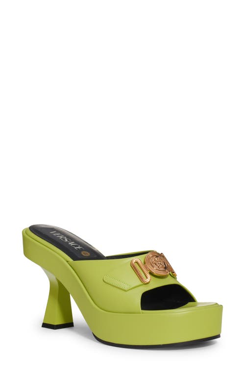 Versace Medusa Biggie Platform Slide Sandal in Citron Versace Gold