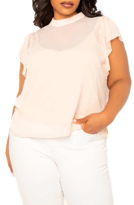 Shop Buxom Couture Ruffle Sleeve Top In Blush