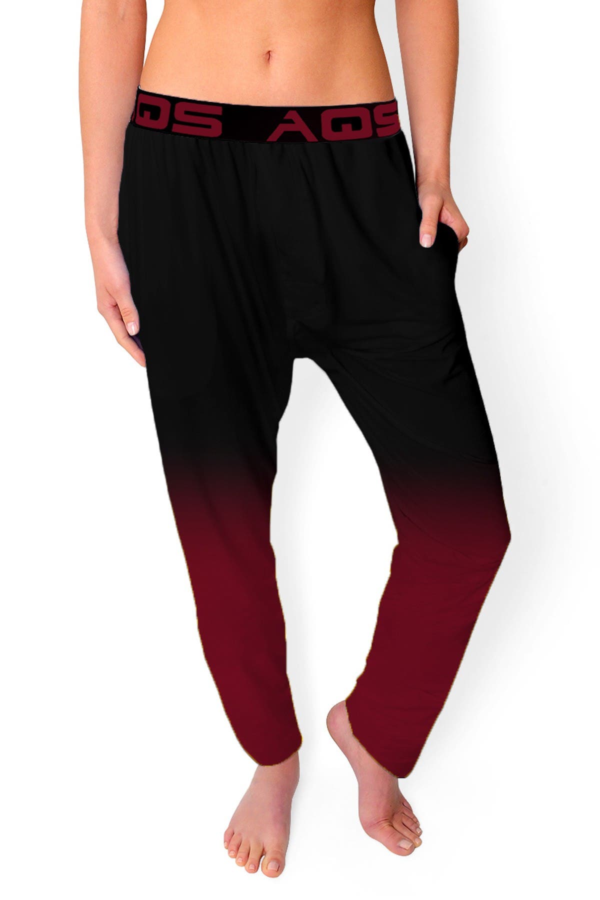 Aqs Ombre Lounge Pants In Black/burgundy Ombre