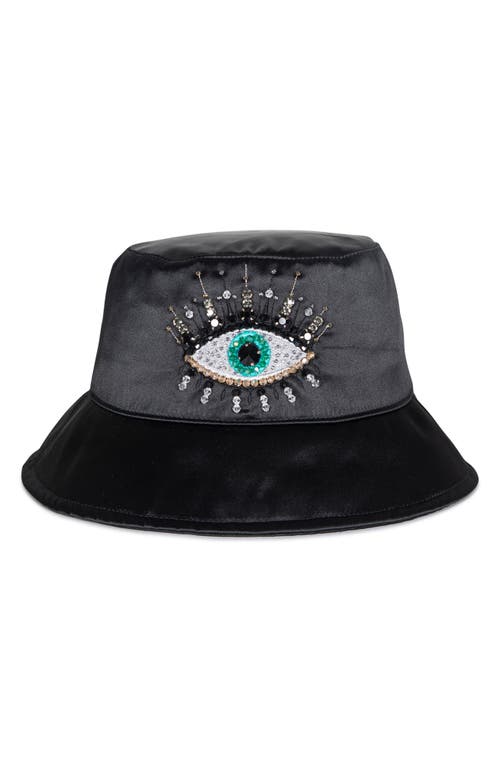 Evil Eye Bucket Hat in Black