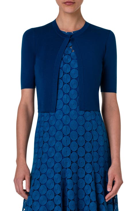 Akris punto Stand-Collar Lasercut Velvet Grid Midi Dress