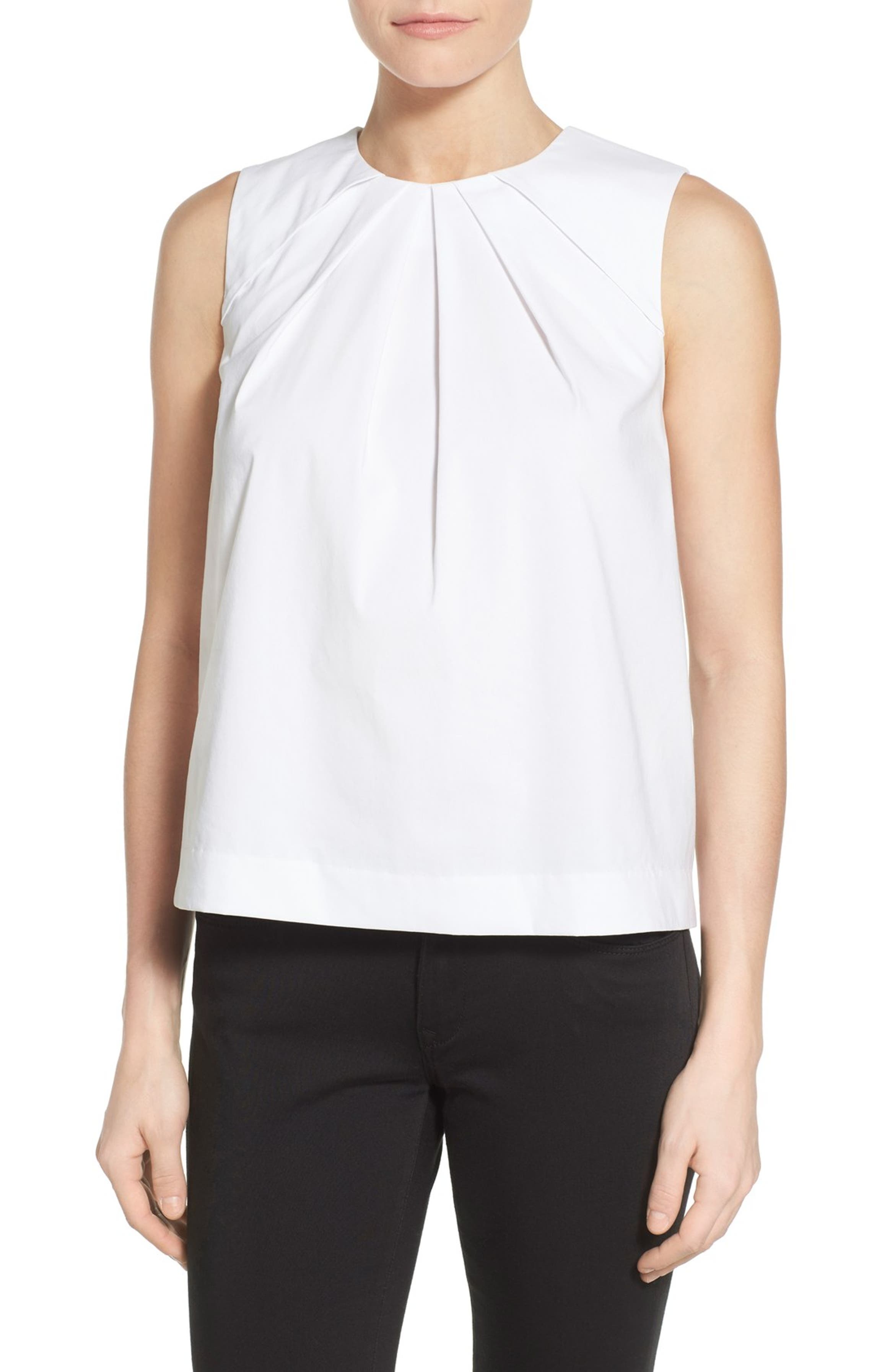 Vince Camuto Pleat Neck Sleeveless Shell | Nordstrom