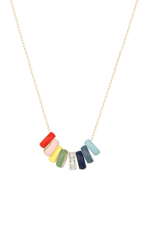 Adina Reyter Baguette Diamond Necklace In Gold/rainbow Multi