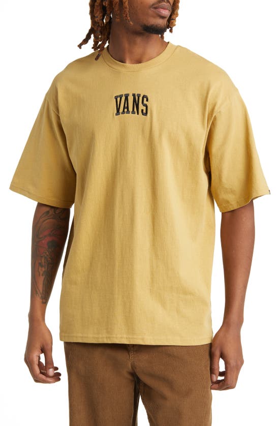Vans Arched Logo Oversize Embroidered Cotton T-shirt In Yellow