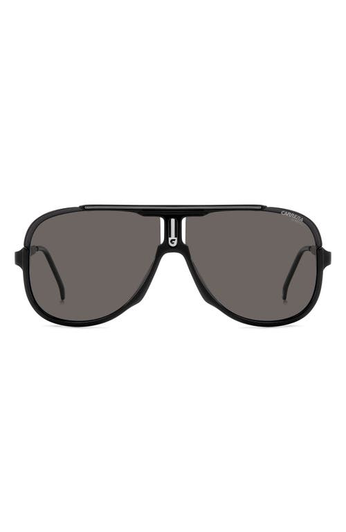 Carrera Eyewear 64mm Oversize Aviator Sunglasses In Black Grey/gray Polar