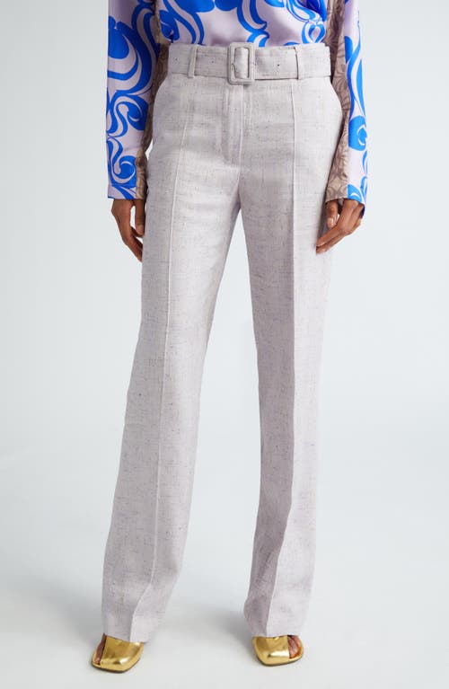 Dries Van Noten Pulla Belted Tailored Straight Leg Trousers Lilac at Nordstrom, Us