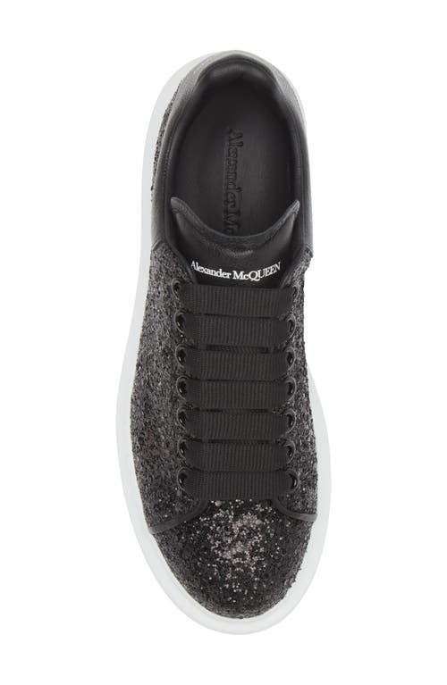 Shop Alexander Mcqueen Oversize Glitter Platform Sneaker In Black/black