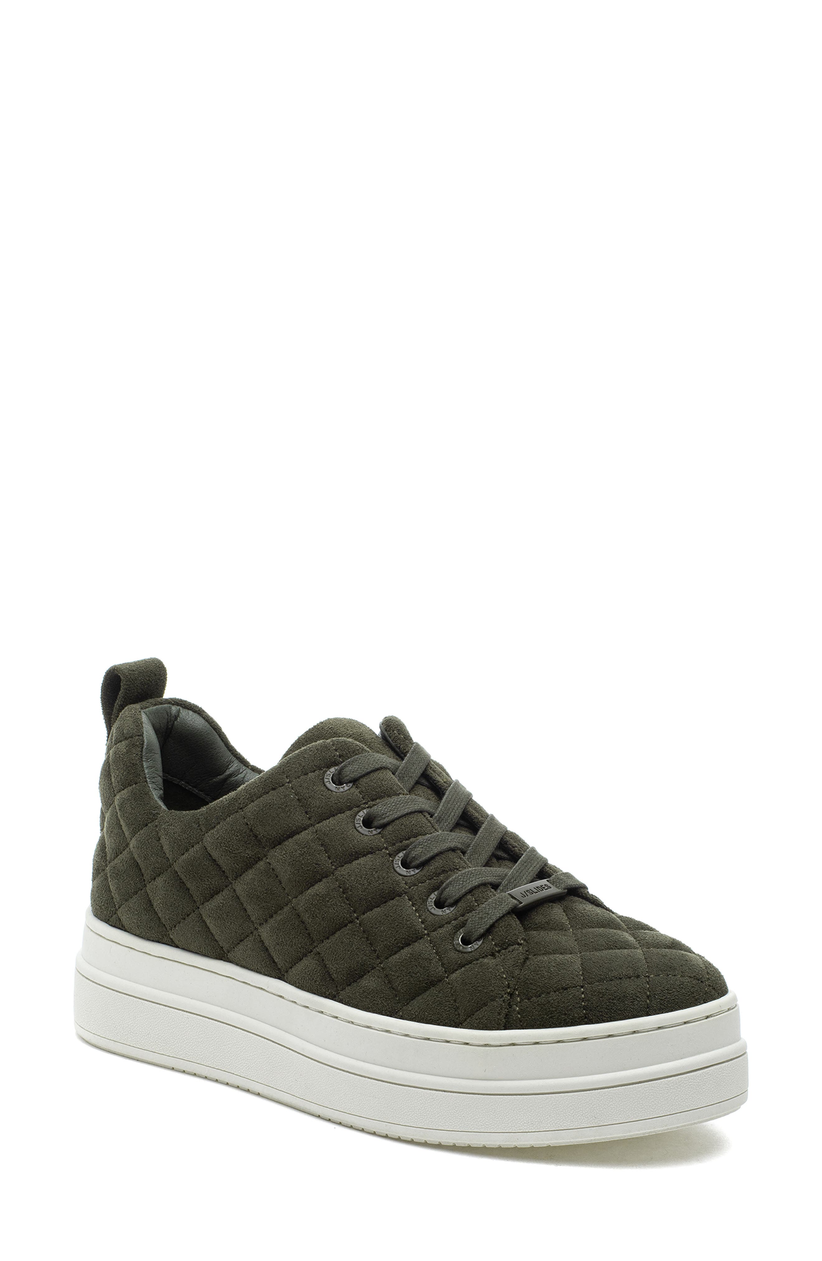 J/SLIDES NYC Nona Quilted Platform Sneaker, Main, color, KHAKI FAUX SUEDE