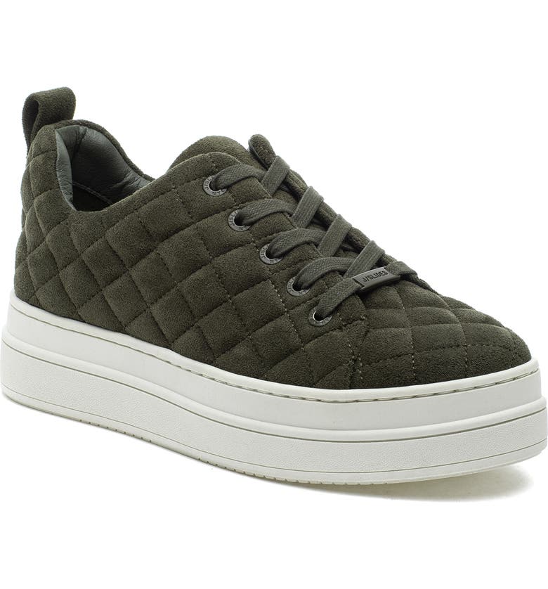 J/SLIDES NYC Nona Quilted Platform Sneaker, Main, color, KHAKI FAUX SUEDE