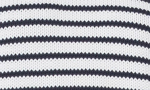 English Factory Stripe Short Sleeve Cotton Sweater In White/navy