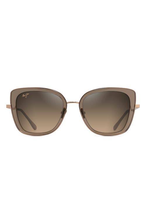 Maui Jim Violet Lake 53mm Polarized Round Sunglasses in Transparent Taupe With Gold at Nordstrom