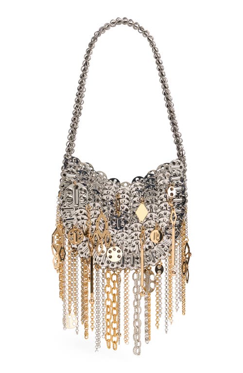 Shop Rabanne 1969 Nano Iconic Tassel Shoulder Bag In Silver/gold