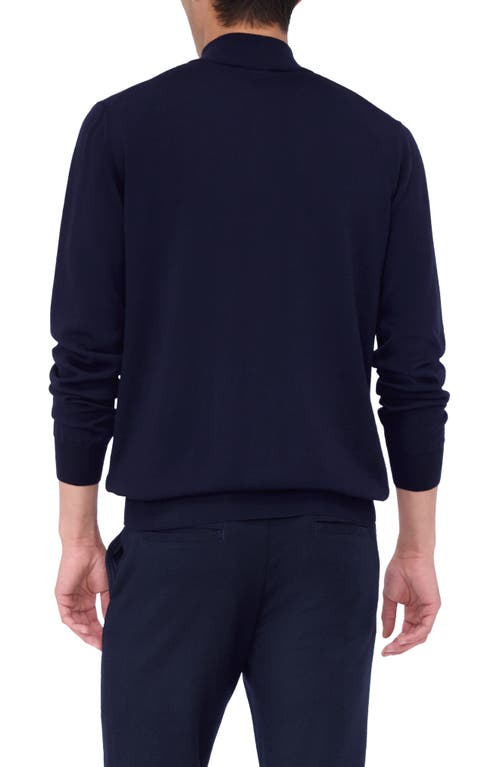 Shop Bugatchi Merino Wool Quarter Zip Pullover In Navy