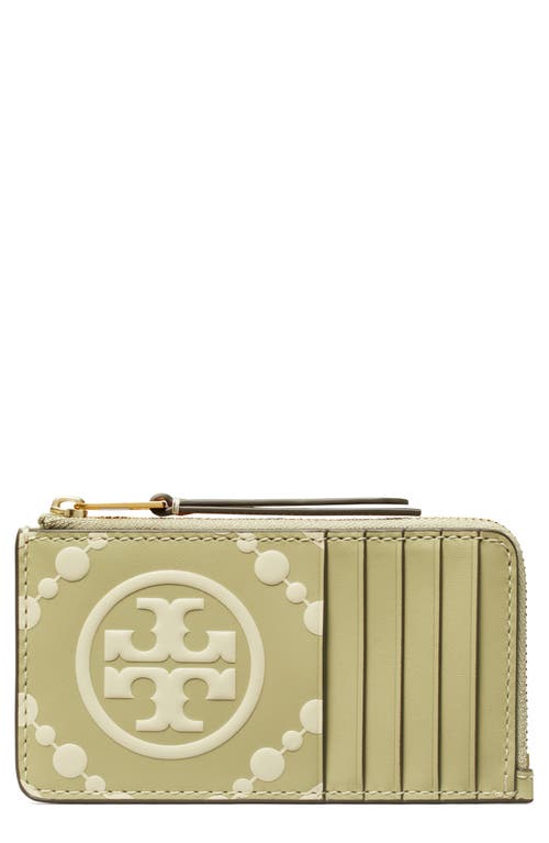 Tory Burch T Monogram Embossed Leather Card Case in Olive Sprig at Nordstrom