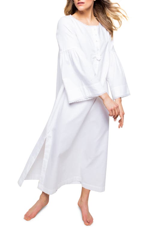 Petite Plume Seraphine Cotton Flannel Nightgown White at Nordstrom,