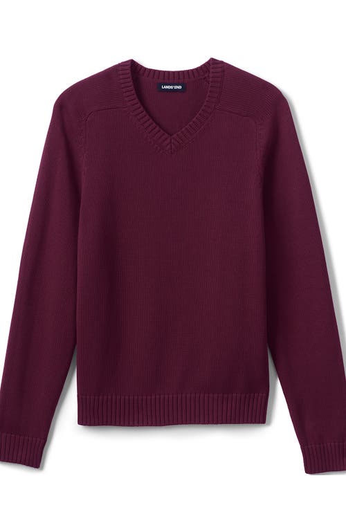 Lands' End School Uniform Young Cotton Modal V-neck Sweater In Burgundy