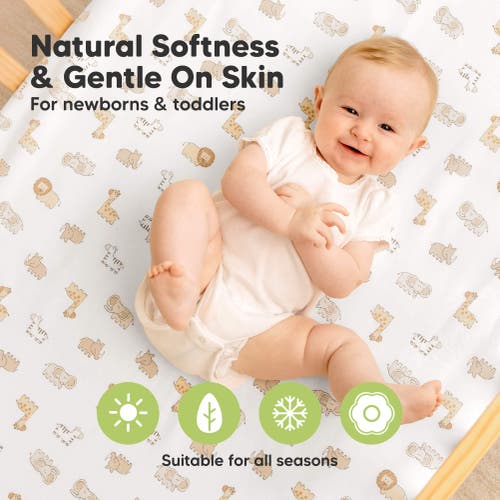 Keababies 2-pack Soothe [protect+] Waterproof Mini Crib Sheets In Keasafari