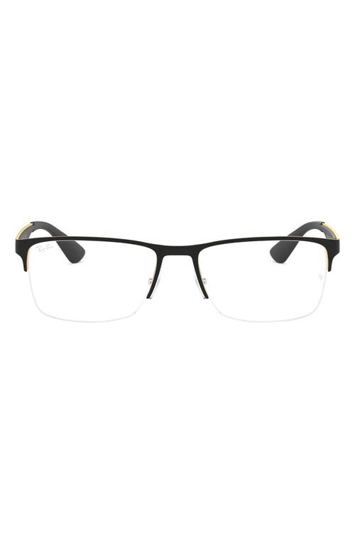 Ray-Ban 54mm Semi Rimless Rectangular Optical Glasses in Gold Black at Nordstrom