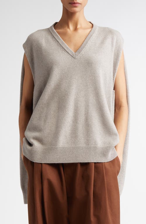 Meryll Rogge Cutout Cashmere V-Neck Sweater in Greige 