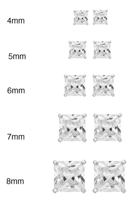 A & M A&m 14k Gold 7mm Square Cz Stud Earrings In White Gold