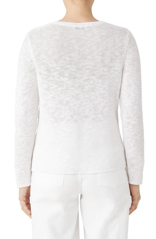 Eileen Fisher Slubby Crewneck Linen-cotton Pullover In White