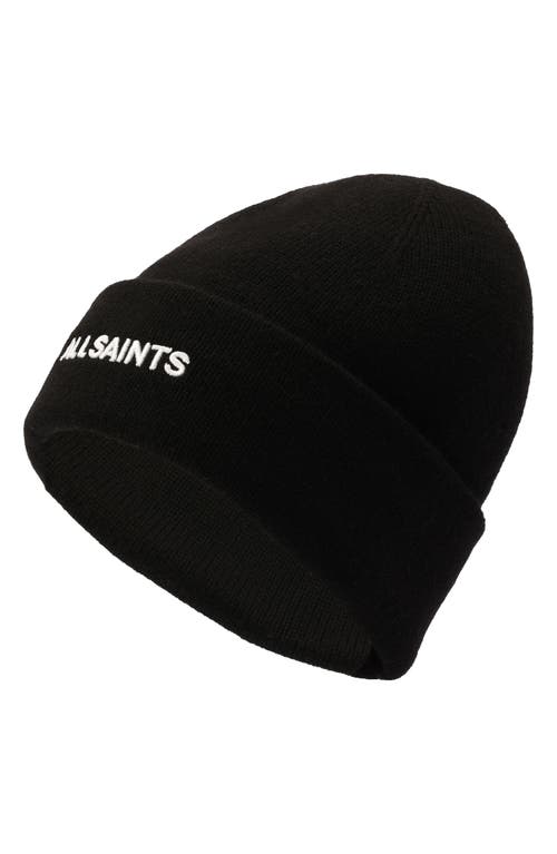 Shop Allsaints Embroidered Logo Beanie In Black