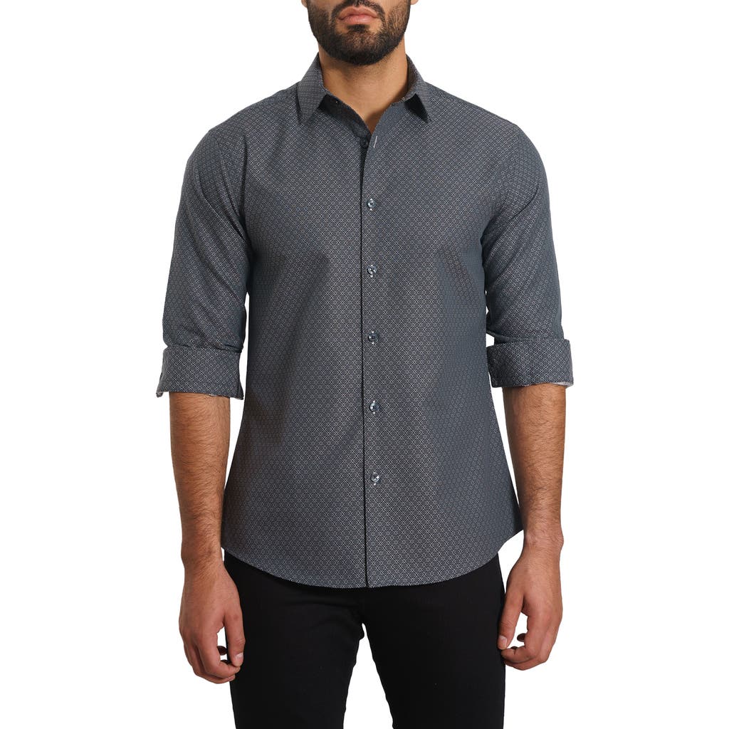 Jared Lang Trim Fit Print Button-up Shirt In Green