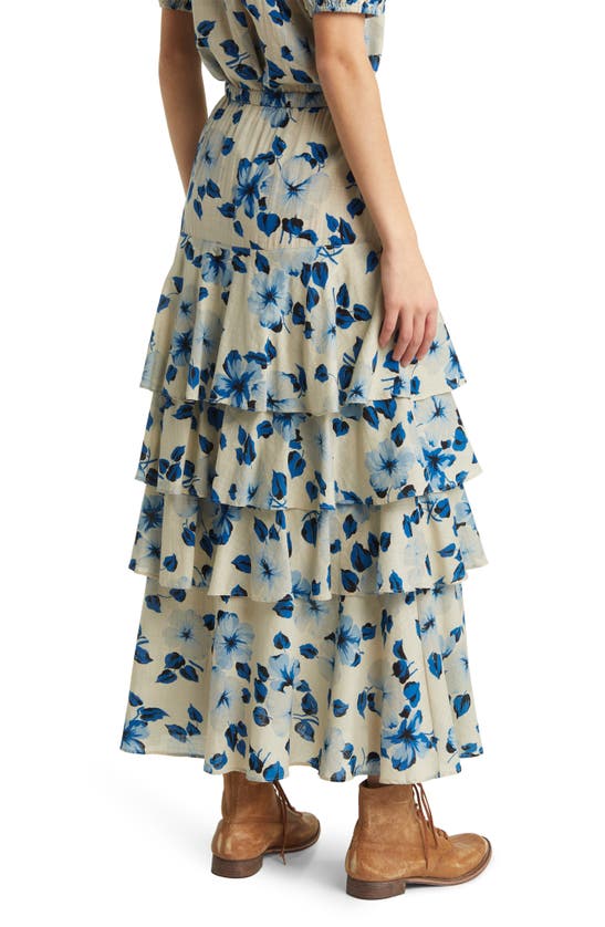 Shop The Great The Gazebo Floral Tiered Cotton Skirt In Deep Meadow Floral