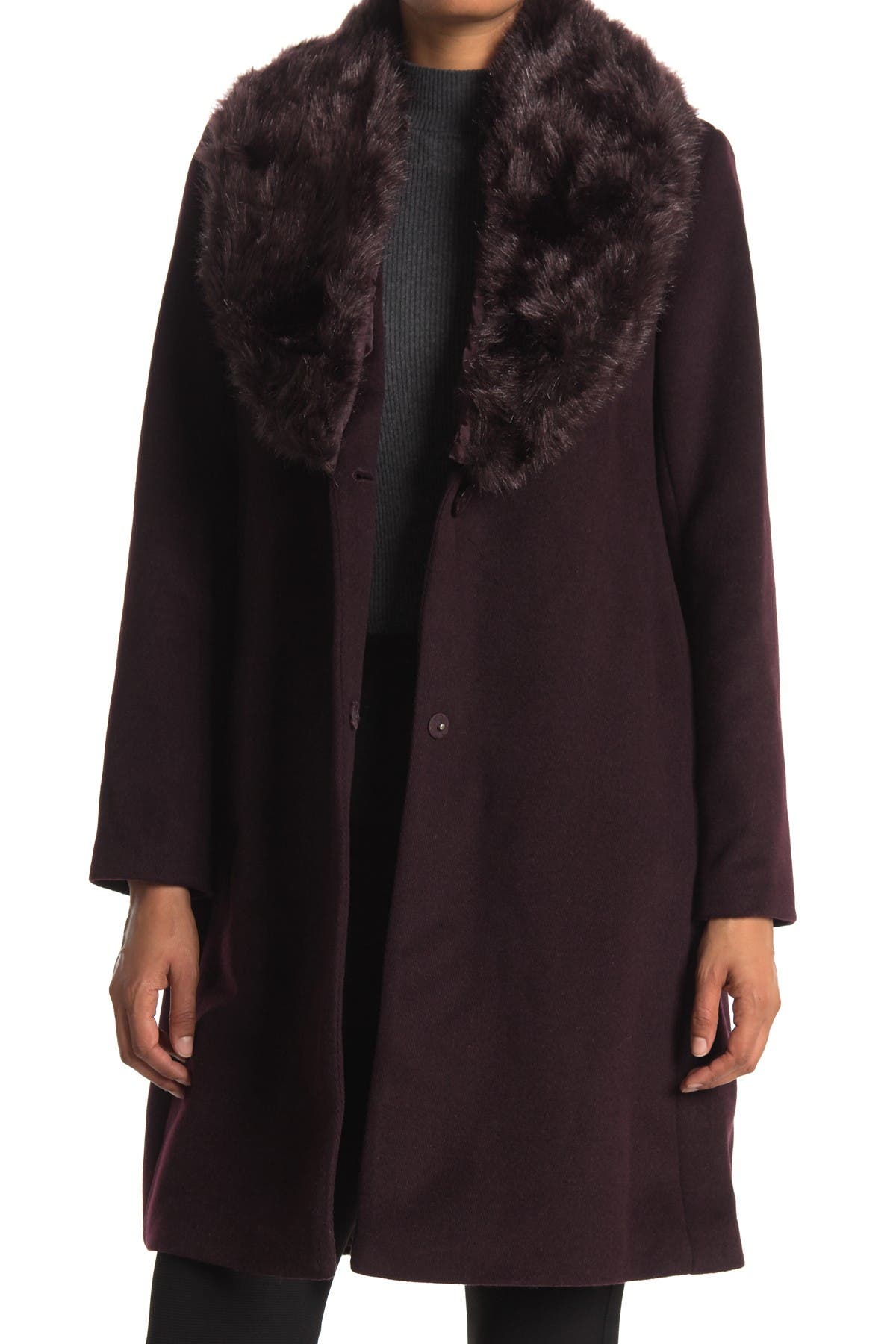 burgundy faux fur shawl