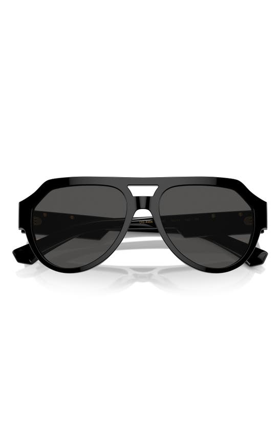 Dolce & Gabbana 56mm Square Aviator Polarized Sunglasses In Black