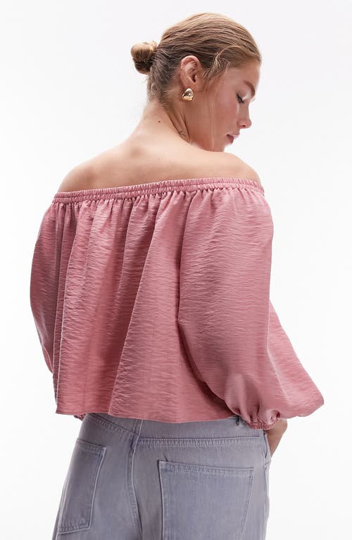 Shop Topshop Off The Shoulder Balloon Sleeve Top In Pink