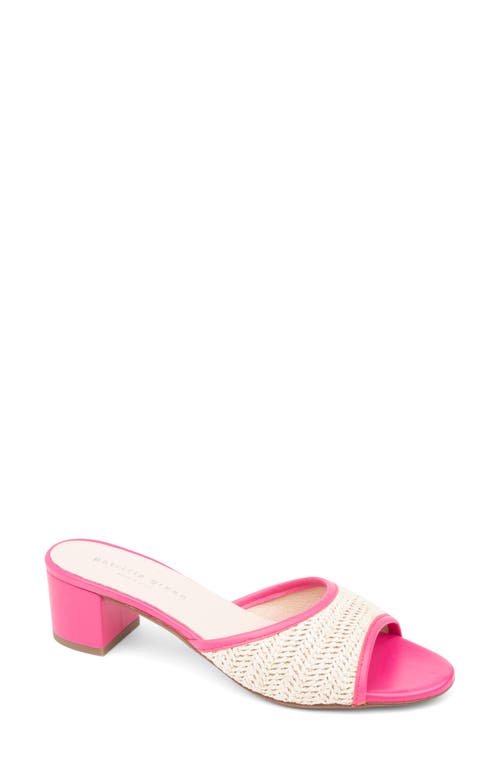 Sienna Raffia Slide Sandal in Hot Pink