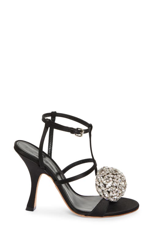 Giambattista Valli Crystal Ball Ankle Strap Cage Sandal In Black/crystal