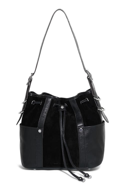 About Town Leather & Suede Bucket Bag in Black